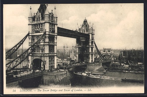 Cartolina londra tower - londra,, bridge